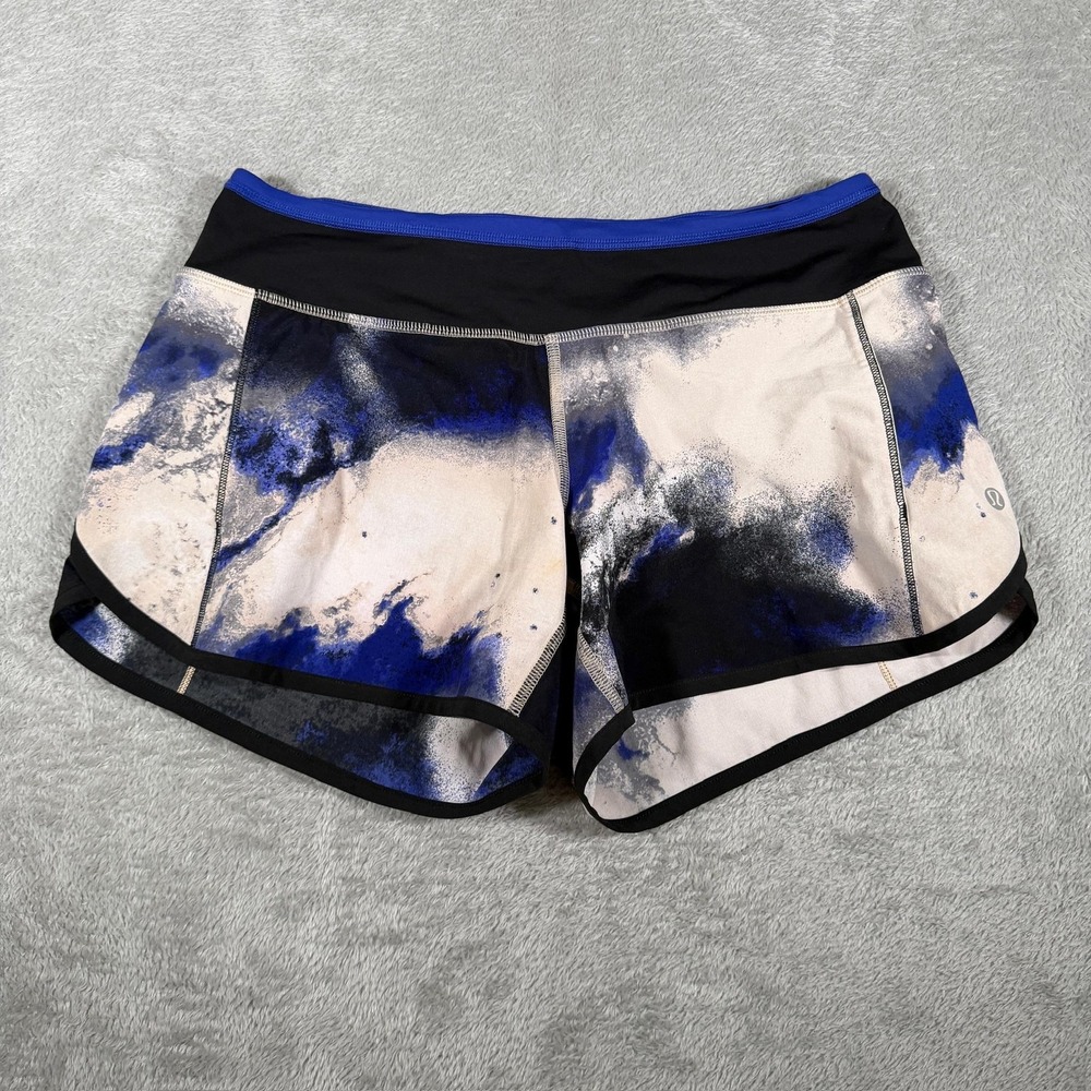 Lululemon Run Speed Shorts Womens 4 Milky Way Multi Lined Running Zip Pocket